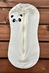 Пелюшка-кокон на блискавці BabyStarTex, футер, молочний/одна панда, Унісекс