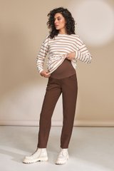 Стильные брюки МОМ для беременных LONE Yula mama, кофе, S