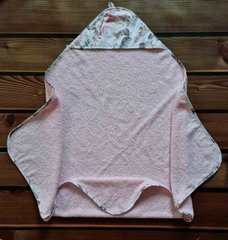 Уголок махровый после купания BabyStarTex, розовое/цветы бежевые, Девочка, 80*80
