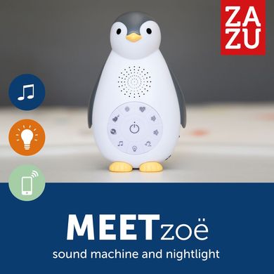 Ночничок и музыкальный бокс с Bluetooth Пингвиненок ZOE (ЗОЕ) ZAZU, Унисекс, серый