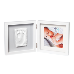 Двойная рамочка Квадратная Бело-серая с отпечатками Baby Art, Унисекс