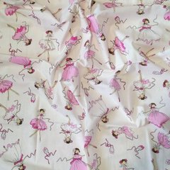 Пеленка польский хлопок BabyStarTex, 80x90 см, белая/балерины розовые, Девочка