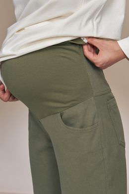 Стильні брюки МОМ для вагітних LONE Yula mama, темна оливка, M