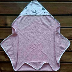 Уголок махровый после купания BabyStarTex, розовое/короны розовые и серые, Девочка, 80*80