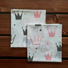 Пеленка польский хлопок BabyStarTex, 80x90 см, белая/короны розовые и черные, Девочка, 90х80